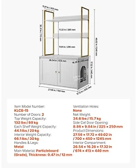 Gouun Hidden Cat Litter Box Cabinet with Storage Shelves and Metal Legs