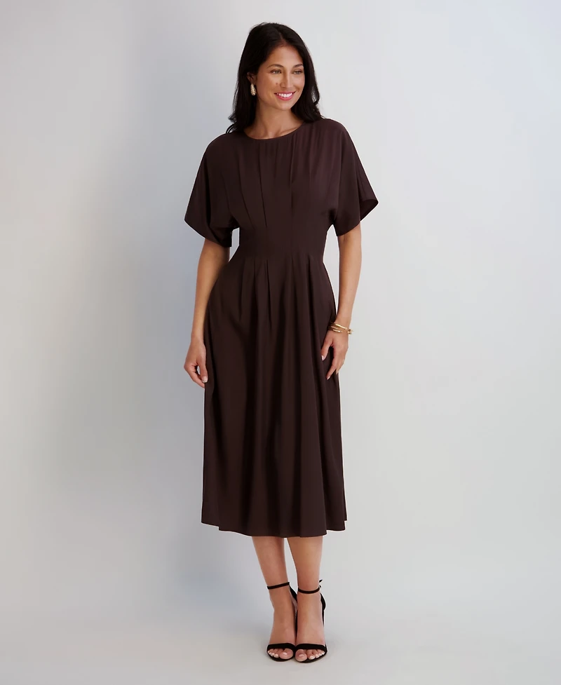 kensie Women's Dolman-Sleeve Cinched-Waist Midi Dress