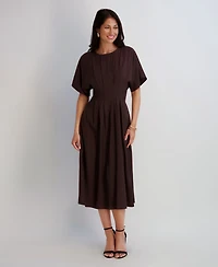 kensie Women's Dolman-Sleeve Cinched-Waist Midi Dress