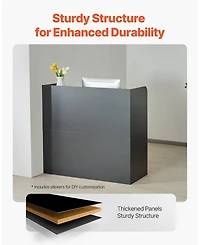 Gouun Reception Desk with Counter, 47 x 19 in Mdf Front Desk Table with 3 Drawers and Lockable Storage Cabinet
