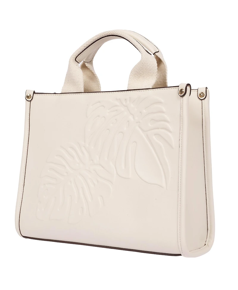 Tommy Bahama Darcy Leaf Motif Medium Tote – Embossed Pu Convertible Top Handle and Crossbody Bag