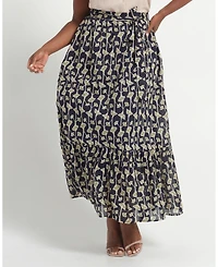 Estelle Women's Sea Lily Print Tiered A-Line Midi Skirt
