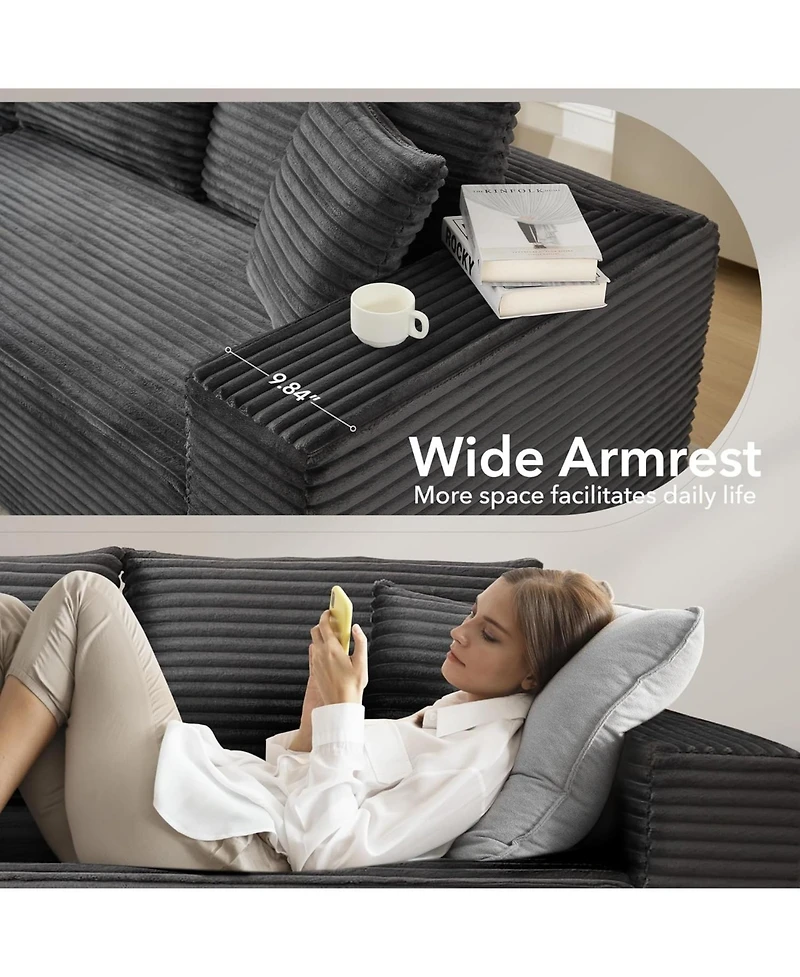 Gaomon Cloud Sectional Couch with L-Shape Chaise- Modern Plush Corduroy Sofa for Living Room