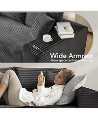 Gaomon Cloud Sectional Couch with L-Shape Chaise- Modern Plush Corduroy Sofa for Living Room