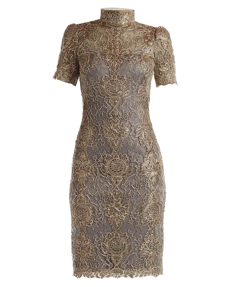 Tadashi Shoji Women's Marise Sequin Embroidered Illusion Dress
