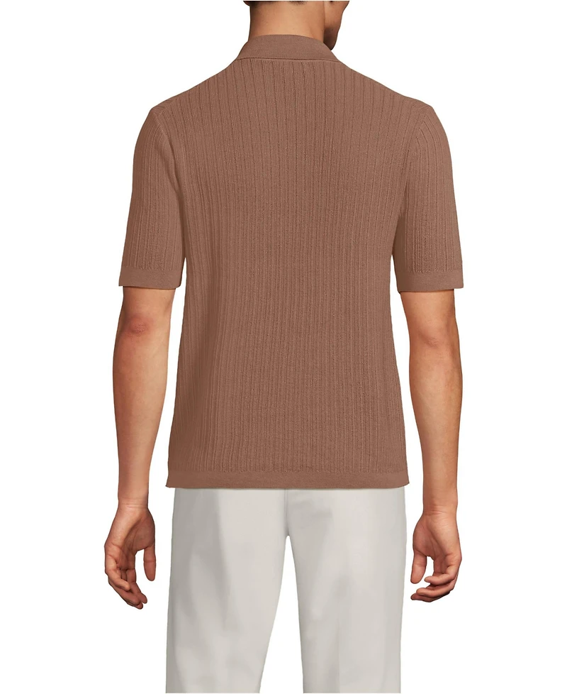 Lands' End Men's Short Sleeve Lightweight Button Through Polo Shirts