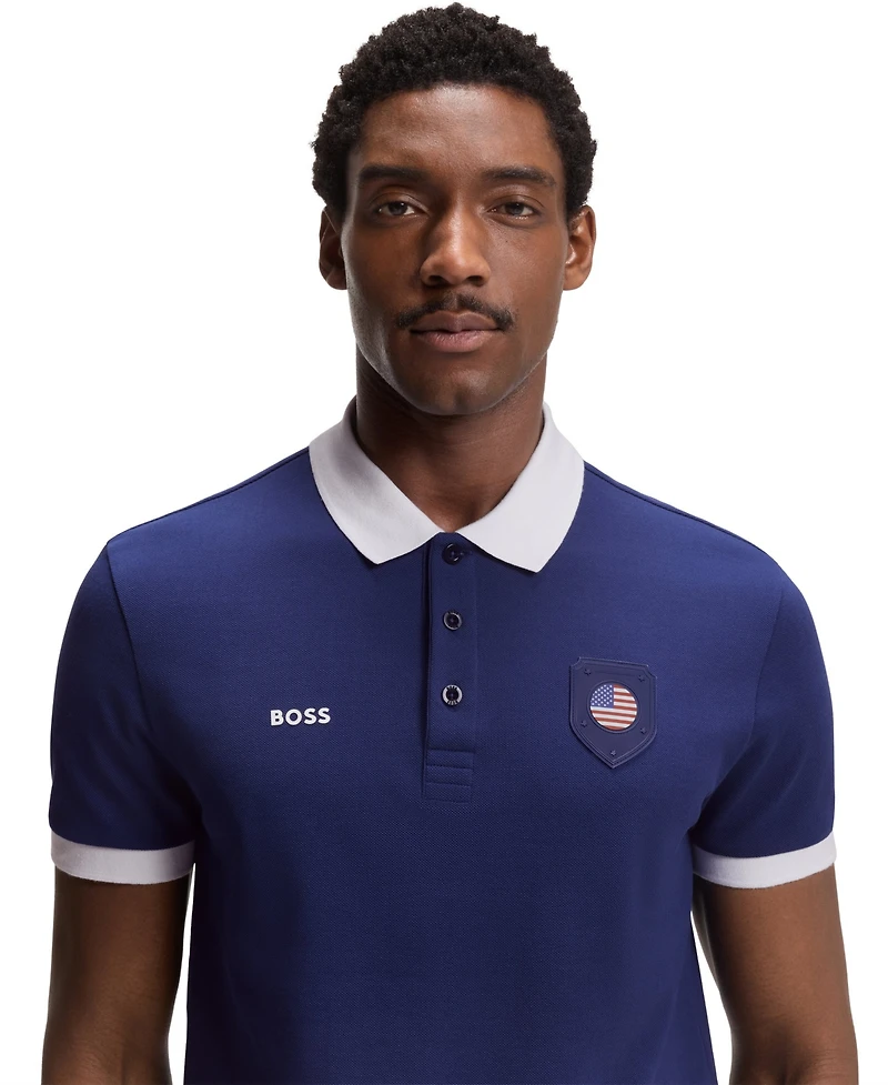 Boss by Hugo Men's Paddy Usa Country Flag Trim Polo Shirt