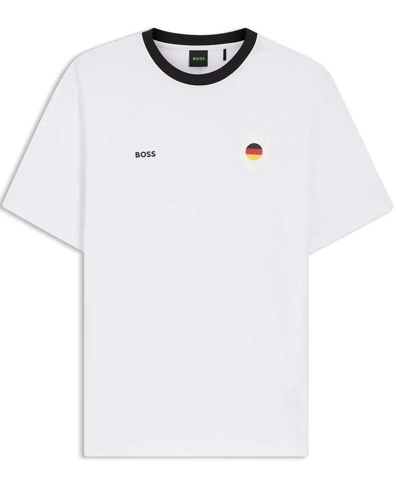 Boss by Hugo Men's Stretch-Cotton Germany Country Flag Logo T-Shirt