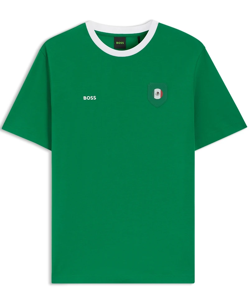 Boss by Hugo Men's Stretch-Cotton Mexico Country Flag Logo T-Shirt