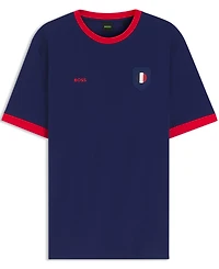 Boss by Hugo Men's Stretch-Cotton France Country Flag Logo T-Shirt