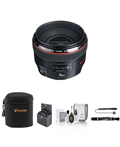 Canon Ef 50mm f/1.2L Usm Lens, Bundle with ProOptic 72mm Filter Kit, Soft Lens Case, Lens Cleaner, Cleaning Kit, Lens Cap Tether