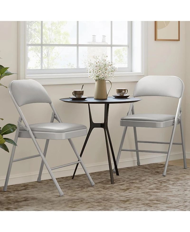 gaomon Folding Chairs 4 Pack With Padded Cushion and Back,Foldable Chair With Metal Frame Hold Up to 350 Pounds,Portable Folding Chair Suitable