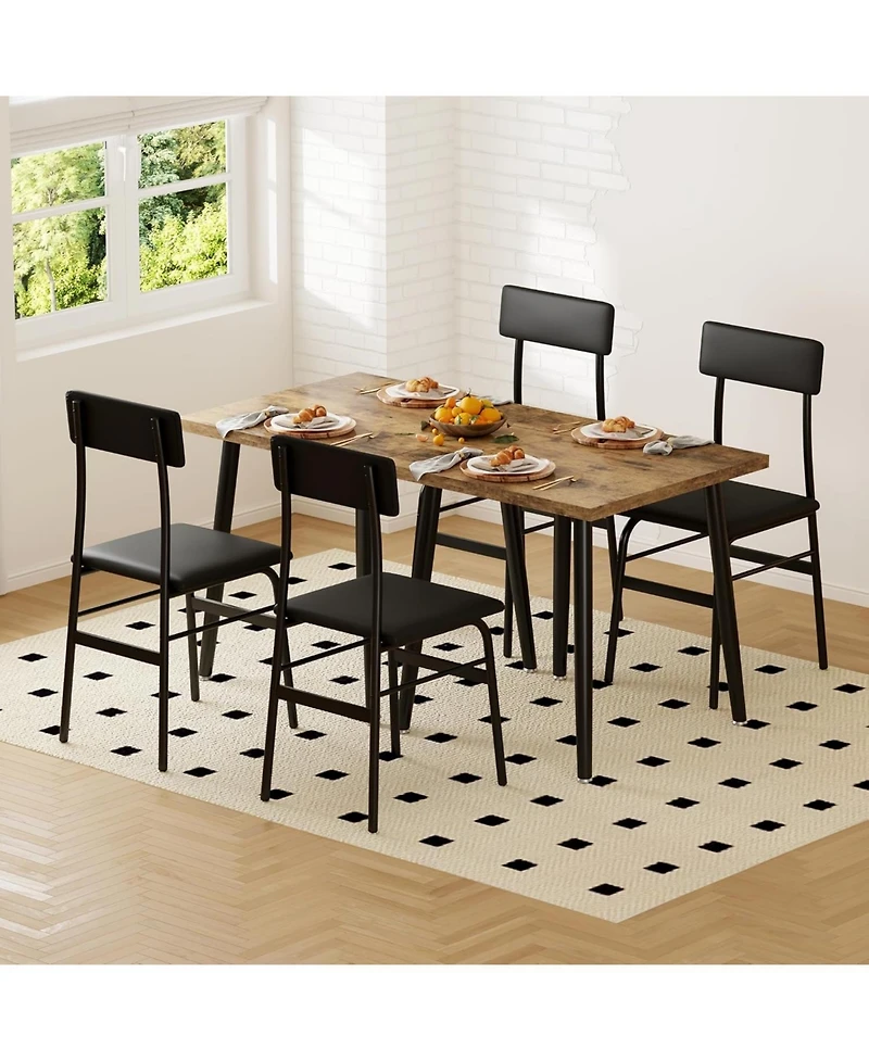 gaomon Dining Table Set for 2, Wood Kitchen Table with 2 Upholstered Chairs, Space-Saving Kitchen and Dining Room Furniture for Small Spaces