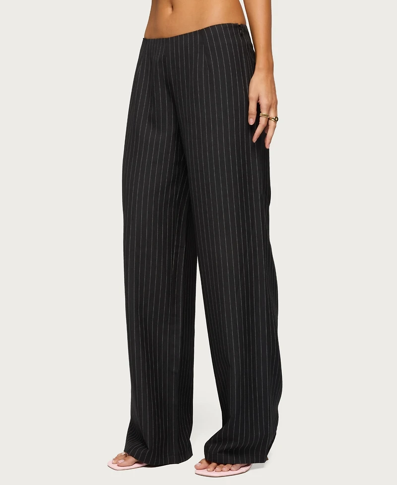 Edikted Women's Kerie Pinstripe Low Rise Pants