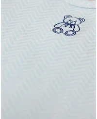 MeMoi Baby Girls "Snuggly Bear" Chevron-Printed Cotton-Rich Footie