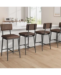 gaomon Bar Stools Set of 4 with Backrest and Footrest,Counter Height Bar Stools of 4 with Thick Cushion and Thickened Metal Legs for Island,Kitchen