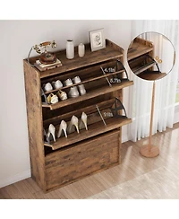 Homfan Shoe Cabinet with 3 Flip Drawers, Hidden Shoe Storage Organizer for Entryway, Shoe Rack with Adjustable Shelf