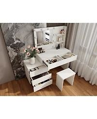 Flynama Elegant Modern Wooden Nightstand with 2 Drawers Natural Finish Bedside Table for Bedroom Living Room