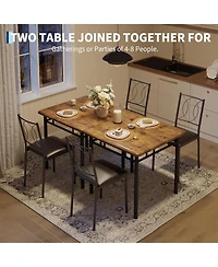 gaomon Dining Table Set for 2, Small Kitchen Table with Upholstered Chairs, Farmhouse Wood Dining Table Chairs for Kitchen Room, Small Spaces