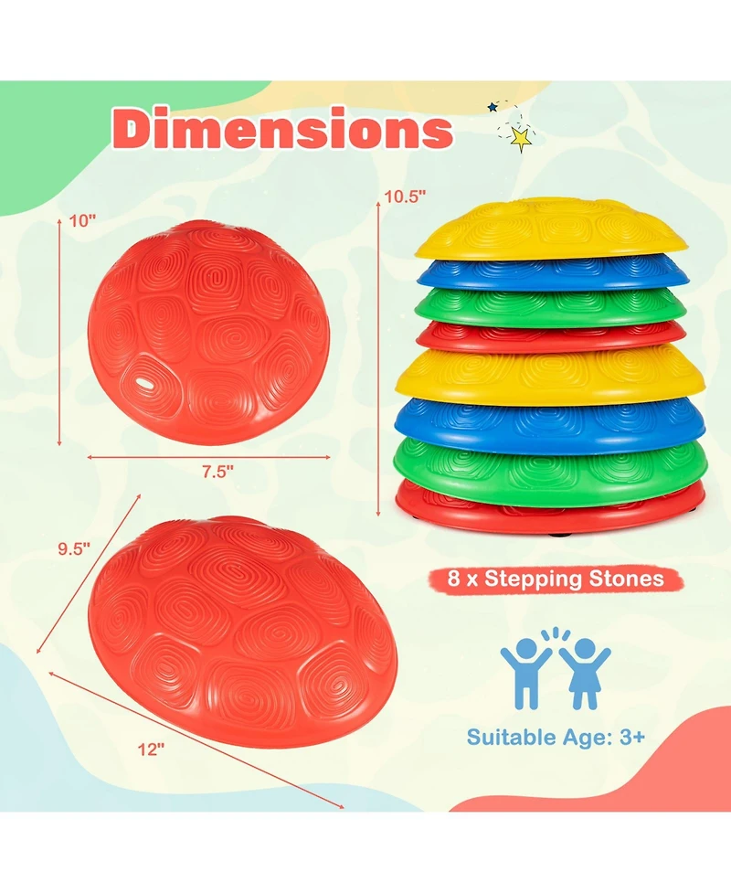 Slickblue Stepping Stones for Kids 8 Pcs Non-Slip Toddler Stepping Stones Balance Sensory Toys