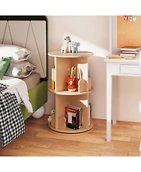 Slickblue 2 Tier Freestanding Kids Rotating Bookshelf Storage Rack with Bear Baffles