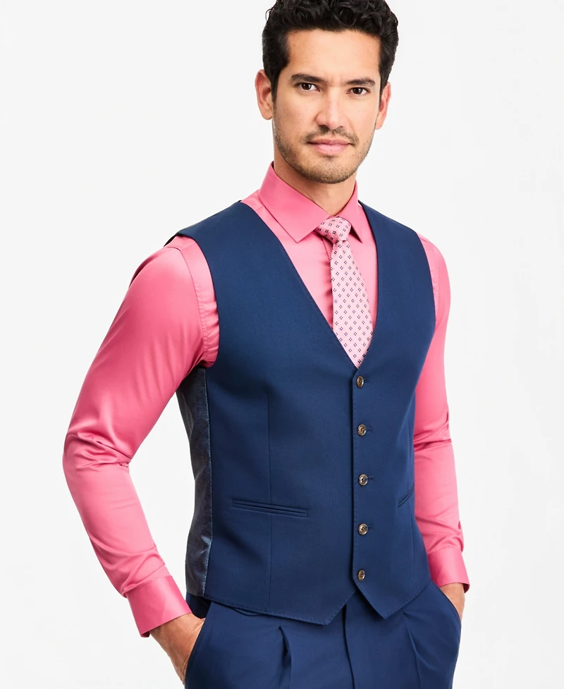 Tayion Collection Men's Classic-Fit Navy Suit Separate Vest
