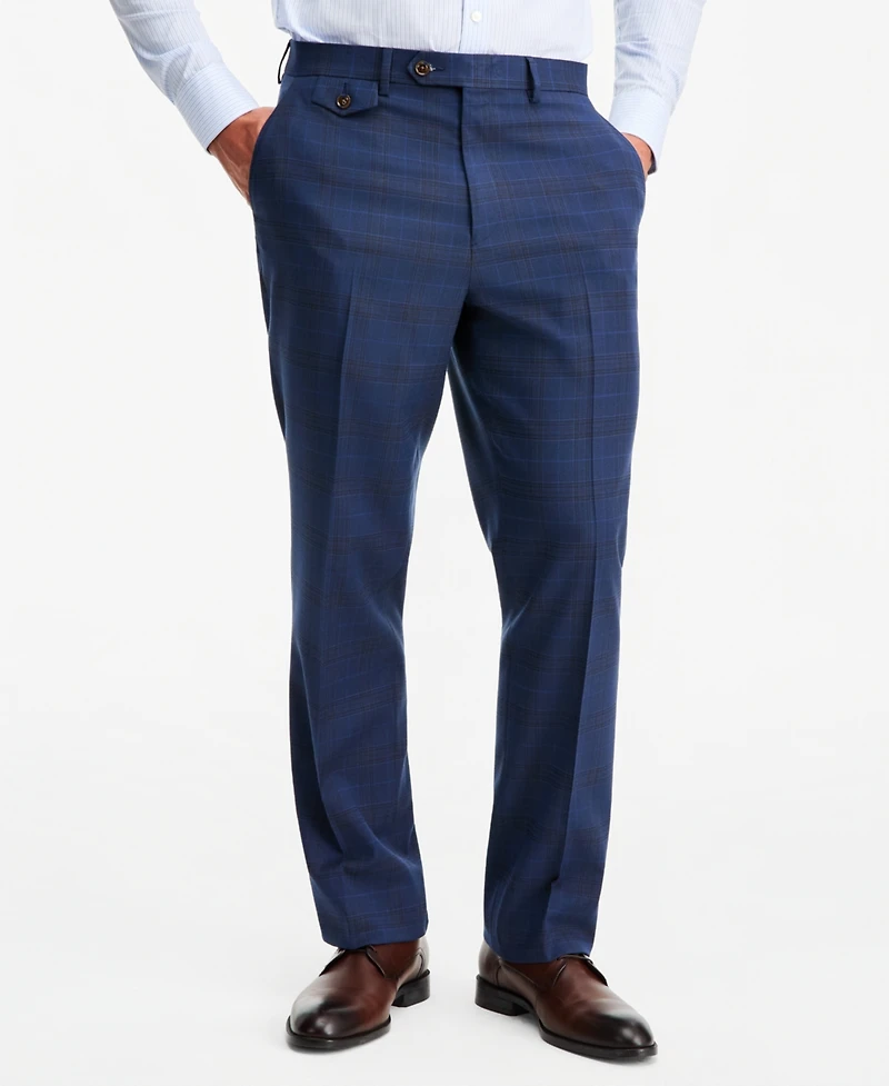 Tayion Collection Men's Classic-Fit Blue & Red Plaid Suit Separate Pants
