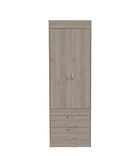 Flynama Lisboa 2-Door Armoire with Hanging Rod Two Drawers and Stylish Compact Design