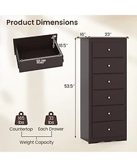 Sugift Six Drawer Dresser Chest for Bedroom Storage