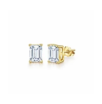Dloria Valentina Moissanite 1 ct. Emerald Cut Stud Earrings in Gold Vermeil