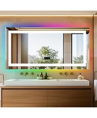 Luvod 48"x24" Rectangle Smart Led Bathroom Mirror Smart Led Bathroom Mirror Digital Display Anti Fog Memory Function