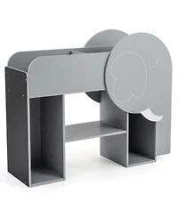 Slickblue Montessori Bookshelf with Elephant Shape 3-Tier Toddler Toy Storage Organizer