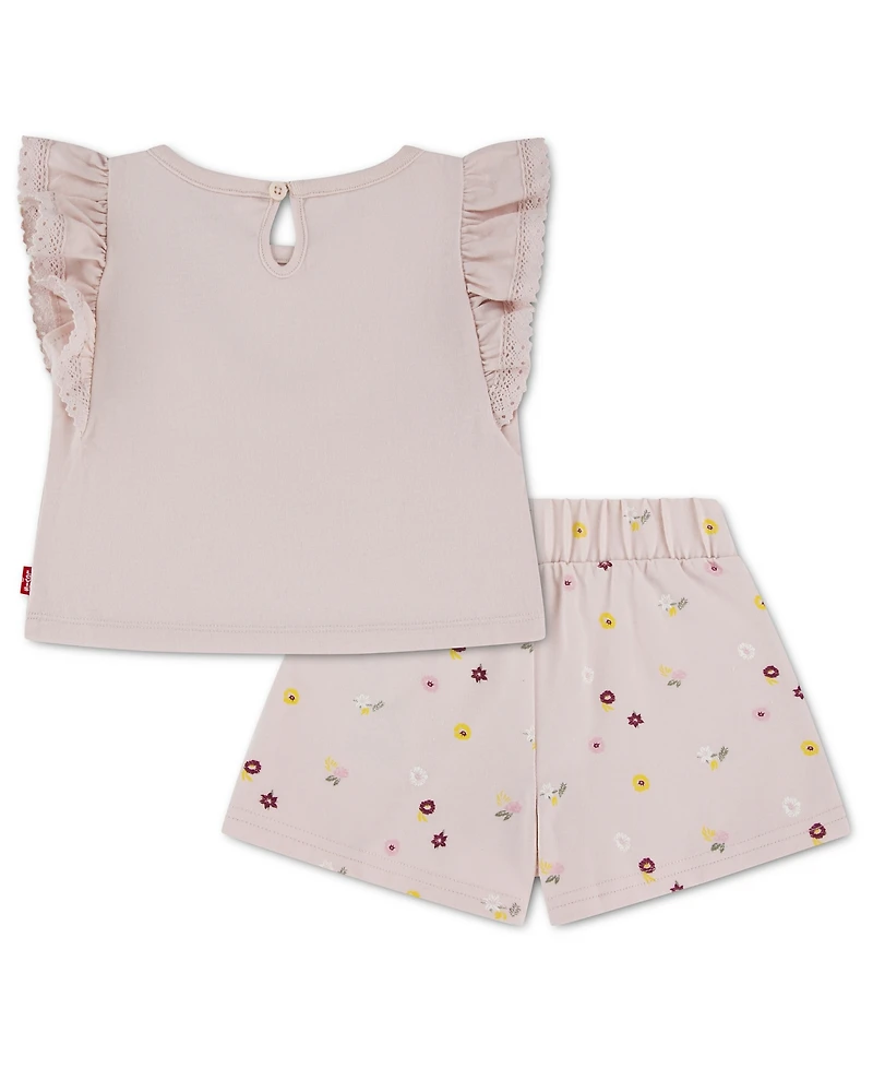 Levi's Baby Girls' Knit Top and Ditsy Skort, 2-Piece Set
