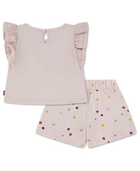 Levi's Baby Girls' Knit Top and Ditsy Skort, 2-Piece Set