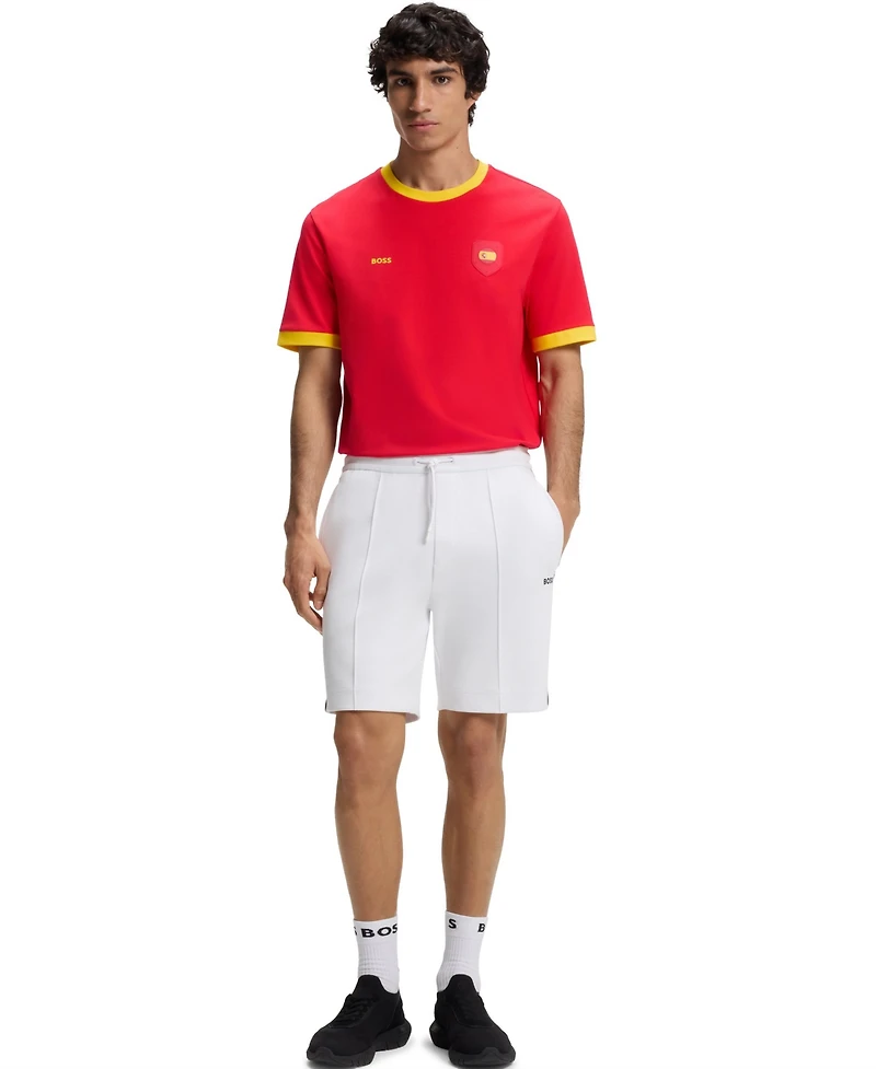 Boss by Hugo Men's Stretch-Cotton Spain Country Flag Logo T-Shirt