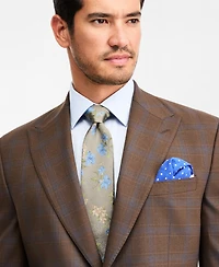 Tayion Collection Men's Classic-Fit Brown Plaid Suit Separate Jacket