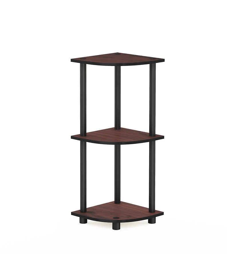 Homlux 3 Tier Decorative Corner Bookshelf Display Rack, Dark Cherry