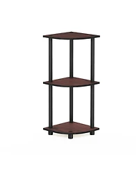 Homlux 3 Tier Decorative Corner Bookshelf Display Rack, Dark Cherry
