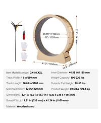 Cozito 52" Wooden Cat Exercise Wheel with Detachable Carpet