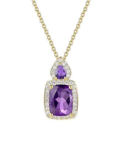 Macy's Amethyst (1-3/8 ct. t.w.) & Lab Grown White Sapphire (1/5 Pendant Necklace 14k Gold Over Sterling Silver (Also Available