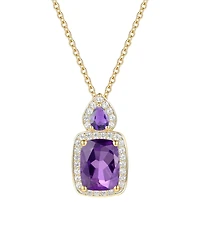 Macy's Amethyst (1-3/8 ct. t.w.) & Lab Grown White Sapphire (1/5 Pendant Necklace 14k Gold Over Sterling Silver (Also Available