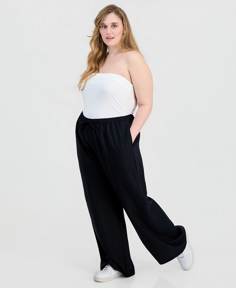 Full Circle Trends Trendy Plus Drawstring-Waist Wide-Leg Pants