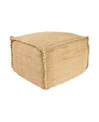 Storied Home Handwoven 24" Jute Pouf with Flanged Edges
