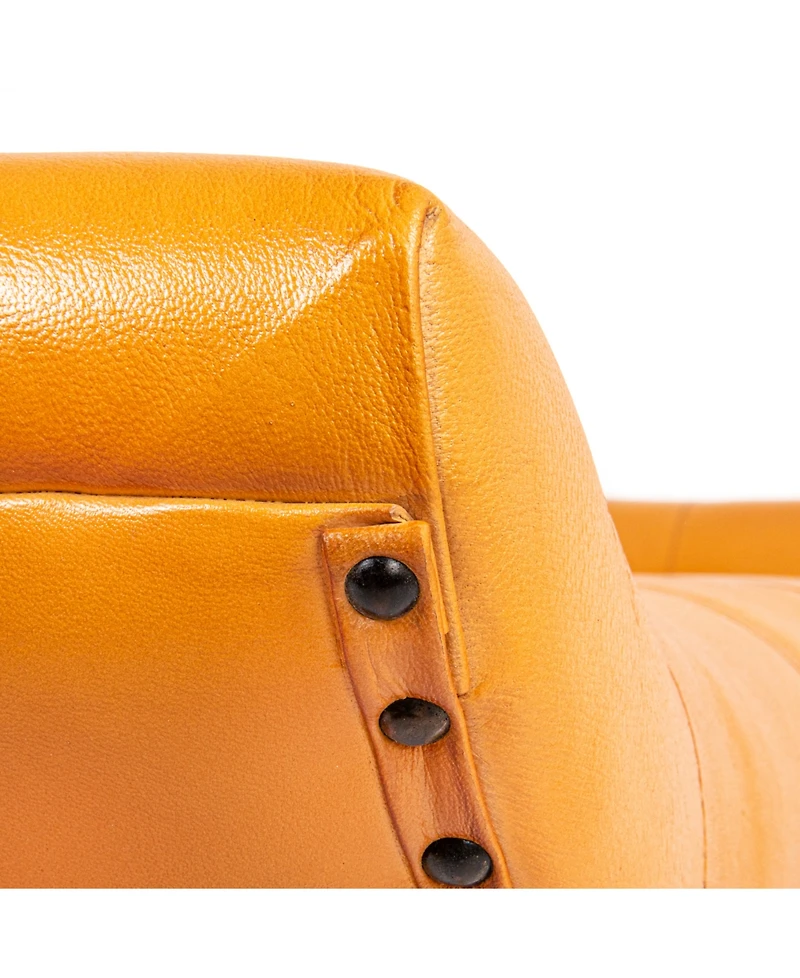 Storied Home 49" Mango Wood and Goat Leather Bench