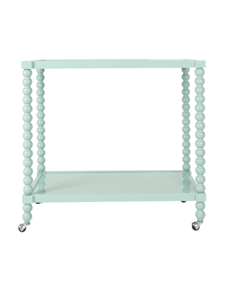 Storied Home 35" Rubberwood 2-Tier Bar Cart on Wheels