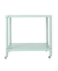 Storied Home 35" Rubberwood 2-Tier Bar Cart on Wheels