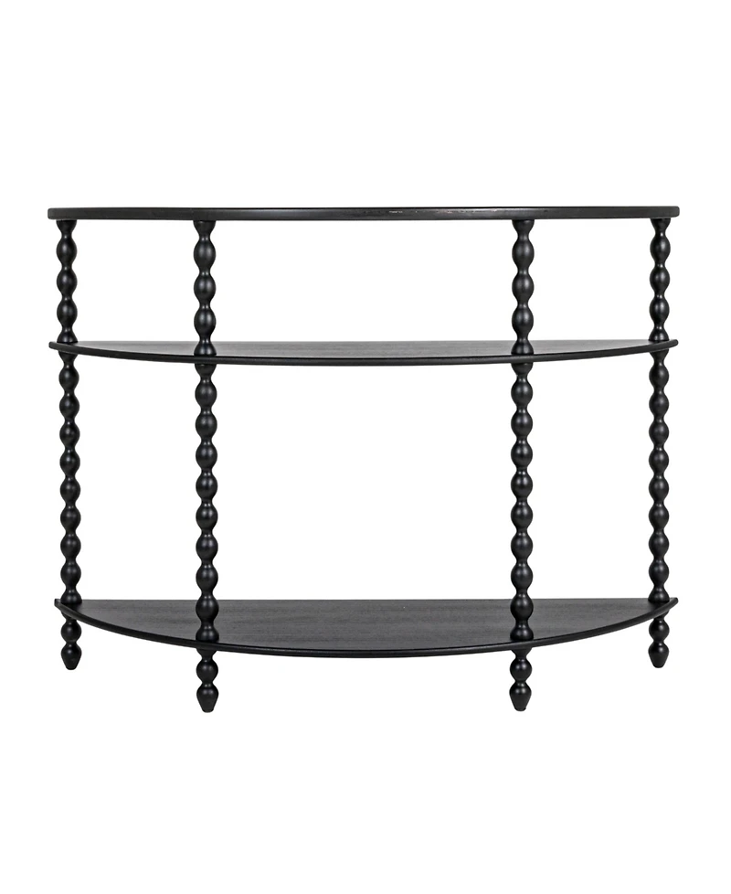 Storied Home 47" Wood 3-Tier Curved Accent Table with Beveled Shelves and Doweled Legs