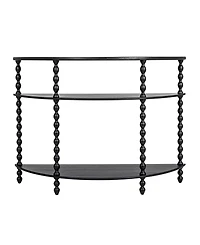 Storied Home 47" Wood 3-Tier Curved Accent Table with Beveled Shelves and Doweled Legs