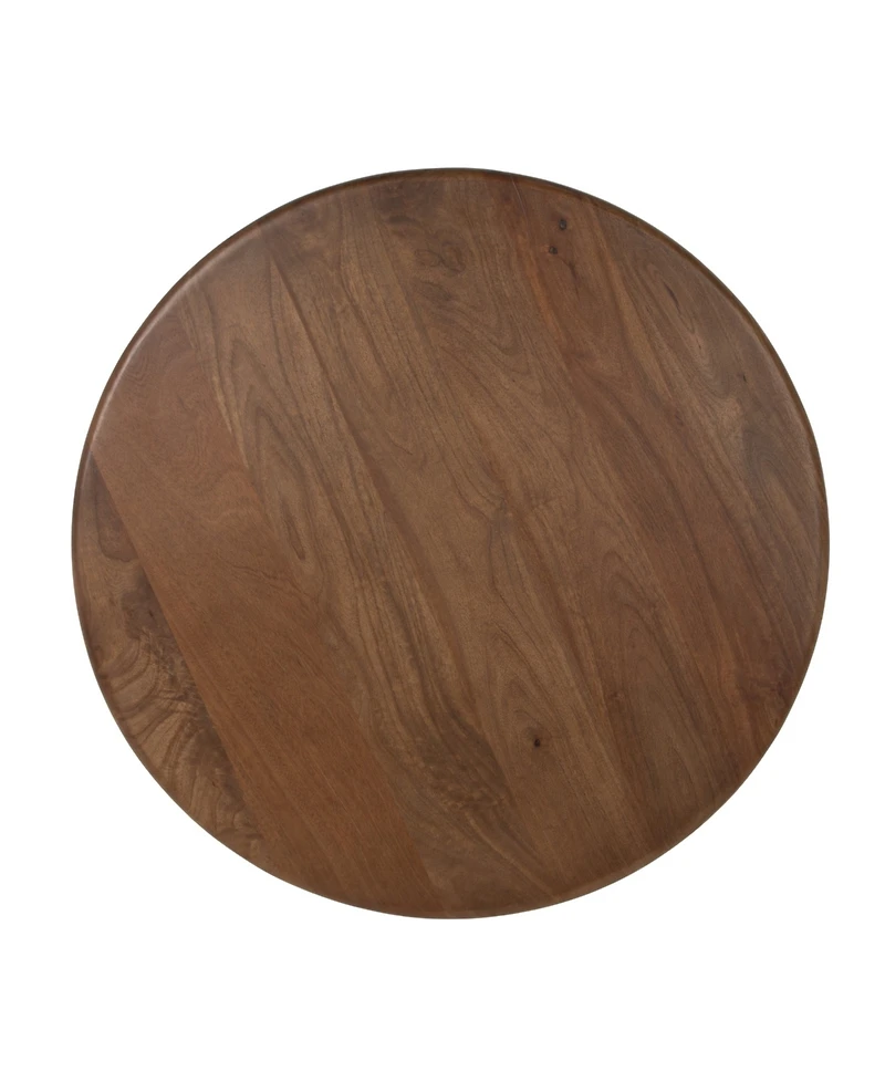 Storied Home 30" Mango Wood Round Bulbed Pedestal Coffee Table