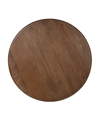 Storied Home 30" Mango Wood Round Bulbed Pedestal Coffee Table